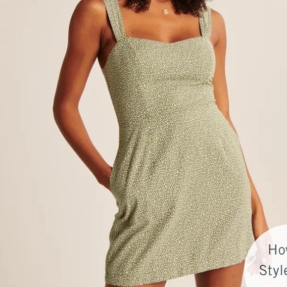 Abercrombie & Fitch Green Spot Mini Dress with Pockets - Size S - Picture 1 of 14